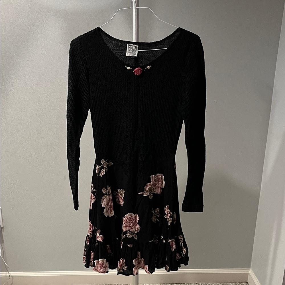 Floral Black Kids Dress